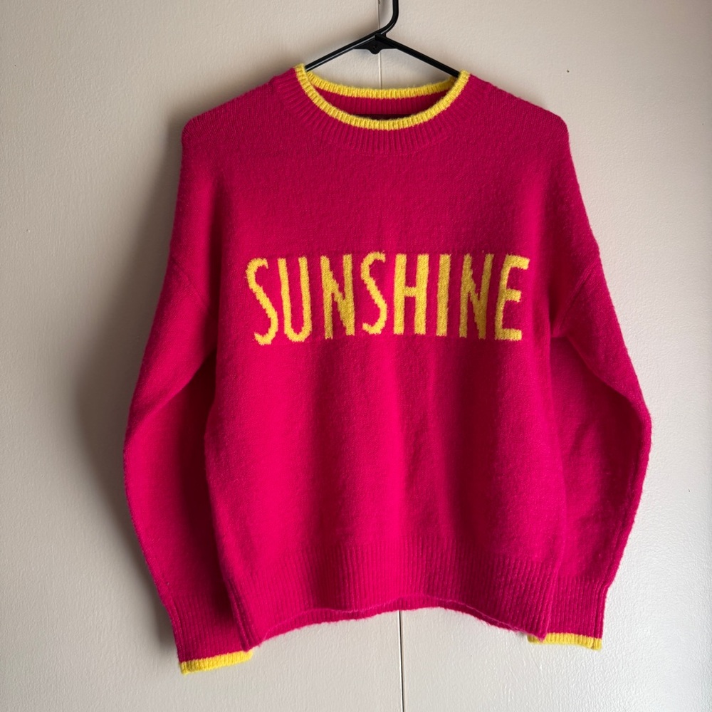 Code x Mode New Hot Pink Yellow Sunshine Sweater Women’s Size Small